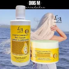 Kit Camomilete Mel e Extrato de Camomila Shampoo Mascara Super Clareador L&A Cosméticos 300g
