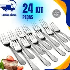 Kit 24 Garfo De Sobremesa Em Aço Inox Para Cozinha e Restaurantes