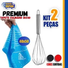 Kit Tapete Culinário 40X50 De Silicone Antiaderente Confeitaria, Batedor Fue 25 Cm Ou 29Cm de Ovos E Bolo Inox Receitas