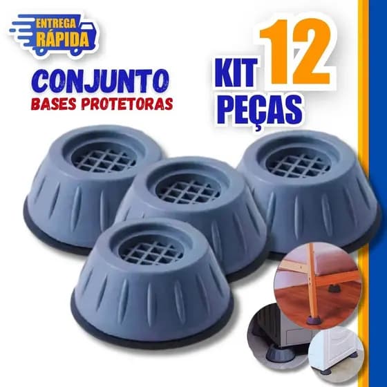 Jogo 12/8/4 Base Protetora Pezinho Máquina Lavar Fogão Geladeira Móveis Almofada Anti Vibração Suporte Base Nivelador