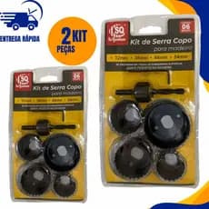 Jogo De Serra Copo 6 peças P/ Madeira Pvc Gesso C/suporte Drywall marceneiro