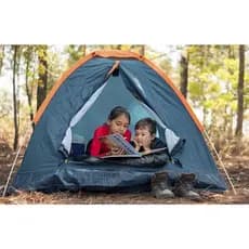 Barraca Iglu Para 3 Pessoas Leve Compacta e Resistente Impermeável com Mosquiteiro Azul e Laranja