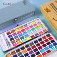 Ginflash tinta aquarela sólida 90/100 cores estudante arte profissional conjunto aquarela perolado fluorescente Manicure