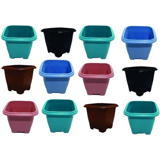 12 vasos quadrado CORES 800 ml - vasos para flores artificiais - plantas medicinais - hortaliças - flor - jardim - jardinagem - decoração