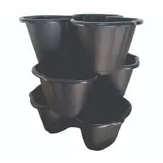 3 Vaso Empilhável  Preto 11,5 Litros Modular jardim vertical E horta