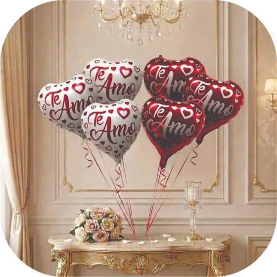 Kit Balão Coração Branco/Vermelho "Te Amo" 45cm Dia Dos Namorados Decoração Romântica Bexiga