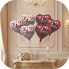 Kit Balão Coração Branco/Vermelho "Te Amo" 45cm Dia Dos Namorados Decoração Romântica Bexiga