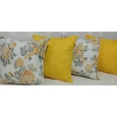 - Kit 4 Almofadas Cheias 45x45cm Amarela E Floral Jacquard Decorativa