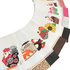 - Kit 6 Pano de Prato Variados Bordado Patchwork Com Bainha Cozinha