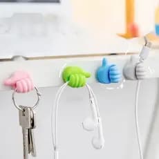 Kit 5 Gancho Suporte Organizador de Cabos Multicolorido Suporte Chaveiro Porta Acessórios Adesivo