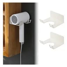 Kit 2 Porta Secador Cabelo E Cabo Fixa Parede Sem Furo 2 Cor