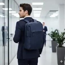 Mochila Social Masculina Zíper Antifurto com Conector USB Suporte para Notebook
