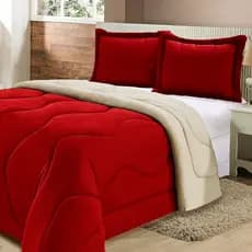Kit Edredom 3 Peças Gabriela Casal Queen Malha 2,40 X 2,20 Matelado Vermelho