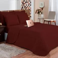 Kit Cobre Leito 06 Peças Queen 240x220cm Matelado Marrom Casa Dona