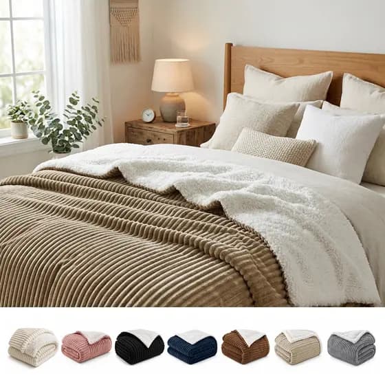 Cobertor Coberdrom Edredom Casal Queen 220x240cm Canelado Dupla Face Toque Aveludado Luxo Casa Dona