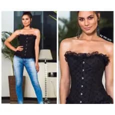 Espartilho de mulheres Push Up Shapewear Overbust Corset Bustiercorselete ajustável com barbatanas espartilho cinta  blusa tomara que caia corset modelador para usar com chamise (corset chamise juliette) afinar cintura modela o corpo