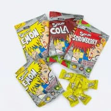 Bala Super Azeda Sour Lemon Limao Happy Time 16g Sabores Limão, Morango ou Cola