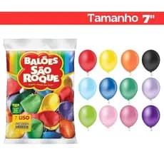 Balão Bexiga Látex para Festa Tamanho 7 com 50 Unidades - São Roque