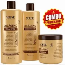 kit de cabelo Colágeno shampoo e condicionador 1Litro+máscara creme de hidratação capilar 500g Youse