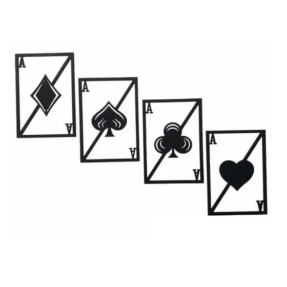 Kit 4 Quadros cartas baralho naipe Decorativos Mdf Vazado com fita dupla face decoração