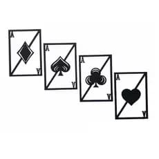 Kit 4 Quadros cartas baralho naipe Decorativos Mdf Vazado com fita dupla face decoração