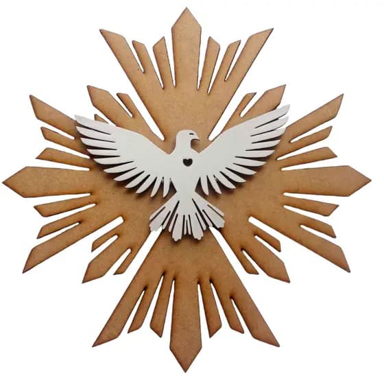 Mandala Espirito santo Mdf Vazado Decorativa com fita dupla face quadro decoração