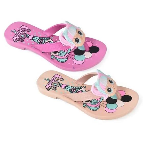 kit 2 Par Chinelo Infantil Lol Laço loira Chinelos Sandalia rasteira rasteirinha l
