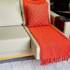 Manta Gigangte com Franja 180 x 240 Decoração Luxo Algodão Coberta Proteçao Sofa Cama Poltrona Branco Cinza Vinho Rosa