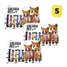 Kit 10-50 Coleiras para Gato Cartela com Guiza Diversas Cores e Estampas Elástica