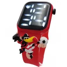 Relógio Infantil Digital time Brasileiro Led Mascote  Futebol Vermelho