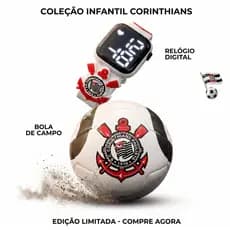 Kit Corinthians Bola Futebol Sintética e Relógio Infantil