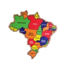 Quebra-Cabeça Mapa do Brasil em MDF Educativo 26 Peças