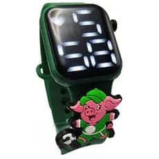 Relógio Infantil Digital Porquinho Palmeiras LED Verde