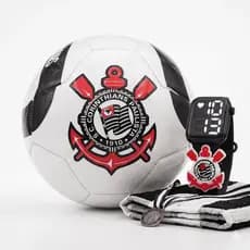 Kit Corinthians Bola Futebol Sintética e Relógio Infantil