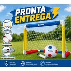 Gol de Futebol Infantil Franklin Sports 61X45 com Bola e Bomba – Portátil Dobrável Indoor Outdoor