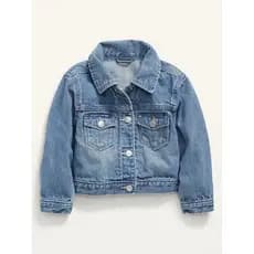 Jaqueta Jeans Infantil Feminina Old Navy | Jaqueta Jeans Clássica com Botões e Bolsos