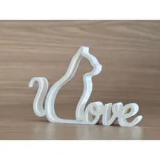 Escultura Gato Love Decorativo Minimalista 3D | Decoração Moderna