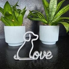Escultura Cachorro Love Decorativo Minimalista 3D | Decoração Moderna