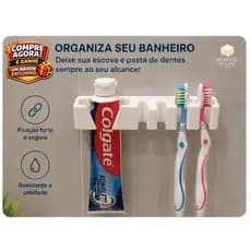 Suporte Escova e Pasta de Dente Parede c/ Dupla Face Organizador Banheiro Sem Furos moderno prático