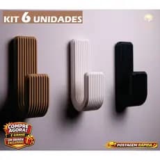 Kit 6 Ganchos Cabide de Parede Minimalista Suporte pano toalha Multiuso Moderno e Resistente dupla face