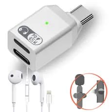 Adaptador OTG Carregador e Fone 2 em 1 - Fone Ouvido Lightning X USB-C com carregamento rápido