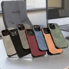 Capa Case Smartphone Camurça Aveludada Qualidade Premium Luxo Compatível iPhone 13 e 15 Pro
