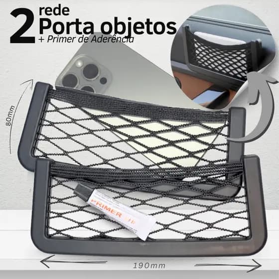 2 Porta Objetos Organizador Multiuso com Rede Elástica Automotivo Carro