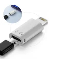 Adaptador Fone de Ouvido OTG USB C x Lightning Compatível ´com Microfone de Lapela