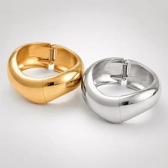 Bracelete Feminino Largo Ajustável Dourado Prateado Elegante  Minimalista Presente Dia dos Namorados