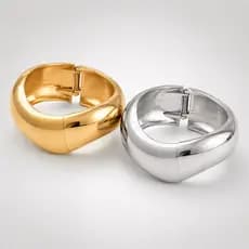 Bracelete Feminino Largo Ajustável Dourado Prateado Elegante  Minimalista Presente Dia dos Namorados
