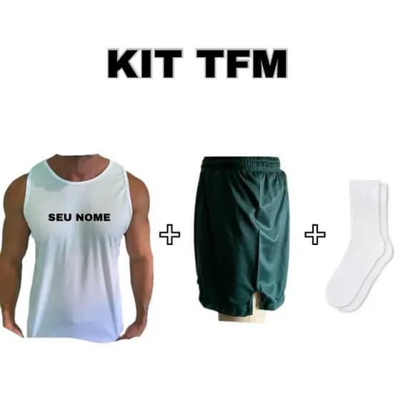 Kit TFM - Camisa Regata + Short (cb/Sd, St Sgt, Oficial e Aluno) + Meia Branca