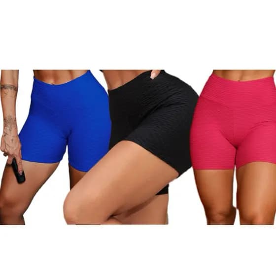 Short Fitness Bolha Academia Esportivo Compressão 3D Empina Bumbum Suplex Cintura Alta (zero transparência)