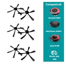 3 Pares Escovas Para Aspirador Robô Wap Multilaser-obaduster
