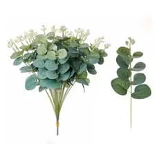 Kit 15 Galhos De Eucalipto 25cm Artificial Toque Real Verde